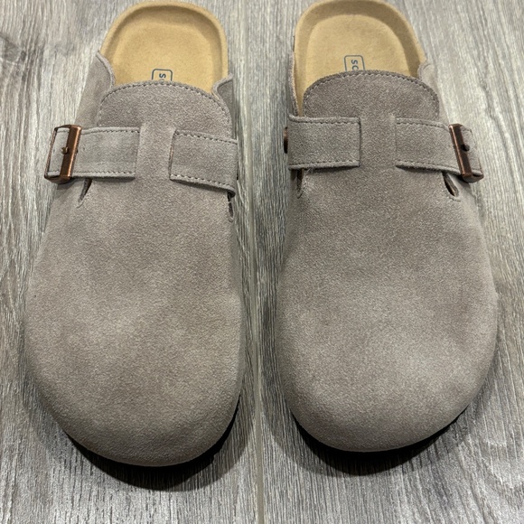 Suede Clogs, Size 38 (US 7.5) – Memory Foam Slip-On Sandals - Picture 2 of 5
